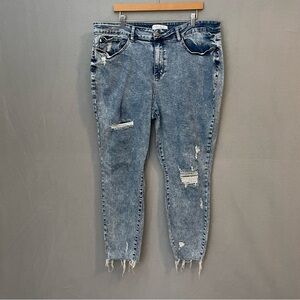 Judy Blue 22W Distressed Skinny Jeans Raw Hem Stretch Denim